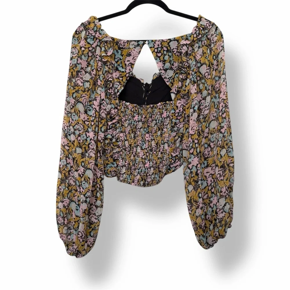 Free People Mabel Printed Smocked Long Sleeve Top - Picture 4 of 6